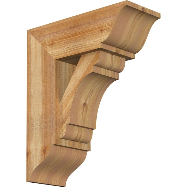 Ekena Millwork Olympic Traditional Rough Sawn Bracket w/ Offset Brace, Western Red Cedar, 8"W x 20"D x 24"H BKT0806X20X24OLY01RWR - main